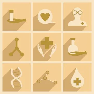 Flat with shadow concept and mobile application pharmacy logo Stock Illustration