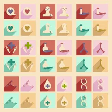 Flat with shadow concept and mobile application pharmacy logo Stock Illustration