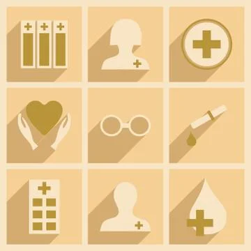 Flat with shadow concept and mobile application medicine Stock Illustration