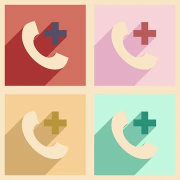 Flat with shadow concept and mobile application online medical care Stock Illustration