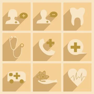 Flat with shadow concept and mobile application health care Stock Illustration