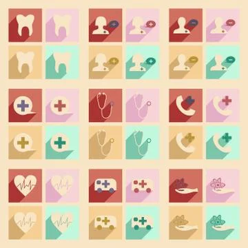 Flat with shadow concept and mobile application health care Stock Illustration