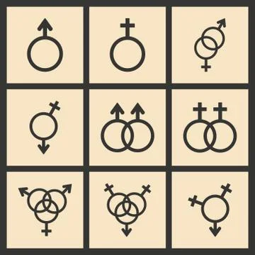 Flat with shadow concept and mobile application logo equality of the sexes Stock Illustration