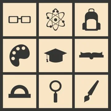 Flat with shadow concept and mobile application education Stock Illustration