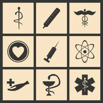 Flat with shadow concept and mobile application medical logo Stock Illustration