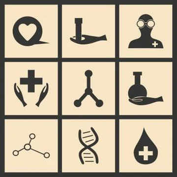 Flat with shadow concept and mobile application medical logo Stock Illustration