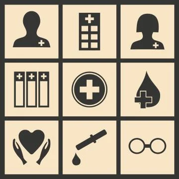 Flat with shadow concept and mobile application medical logo Stock Illustration