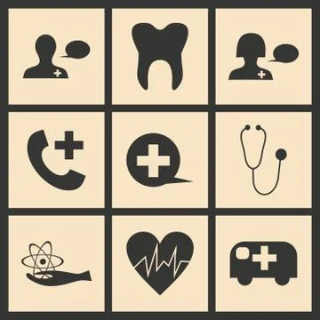 Flat with shadow concept and mobile application medical logo Stock Illustration