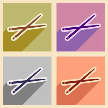 Flat with shadow concept chopsticks stylish background Stock Illustration