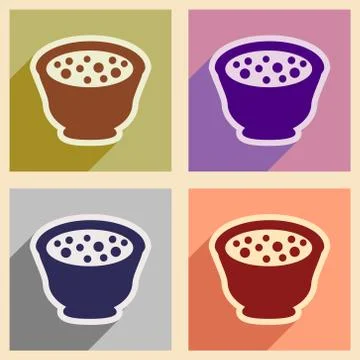 Flat with shadow concept miso soup on stylish background Stock Illustration