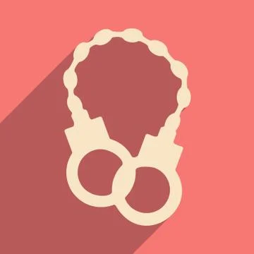 Flat with shadow icon and mobile application handcuffs Stock Illustration