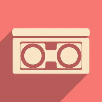 Flat with shadow icon and mobile application video cassette Stock Illustration