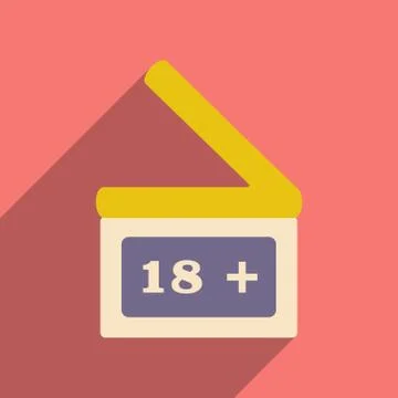 Flat with shadow icon and mobile application clapperboard Stock Illustration