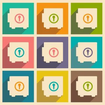 Flat with shadow icon and mobile applacation safe Stock Illustration