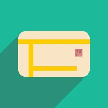 Flat with shadow icon and mobile applacation credit card Stock Illustration