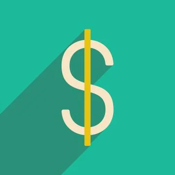 Flat with shadow icon and mobile applacation dollar Stock Illustration