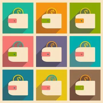 Flat with shadow icon and mobile applacation purse Stock Illustration