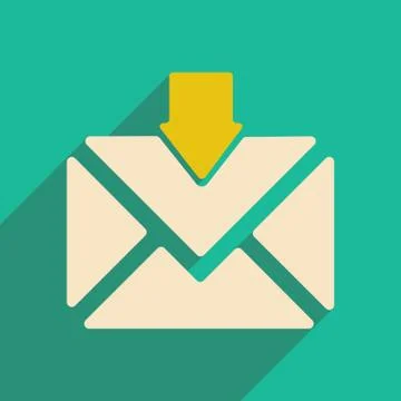 Flat with shadow icon and mobile applacation envelope Stock Illustration