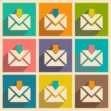 Flat with shadow icon and mobile applacation envelope Illustration