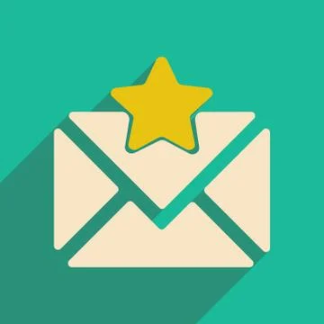 Flat with shadow icon and mobile applacation envelope star Stock Illustration