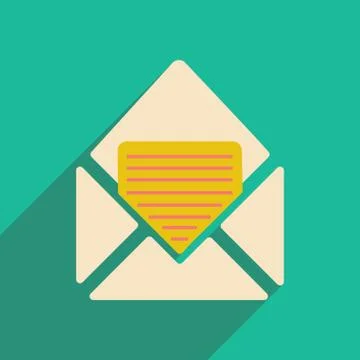 Flat with shadow icon and mobile applacation envelope document Stock Illustration