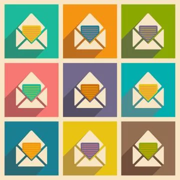 Flat with shadow icon and mobile applacation envelope document Stock Illustration