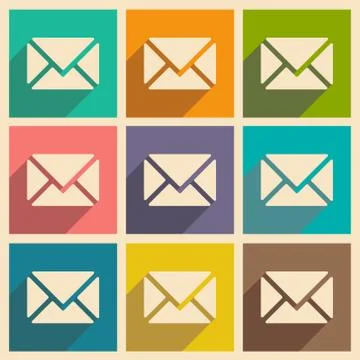 Flat with shadow icon and mobile applacation envelope Stock Illustration
