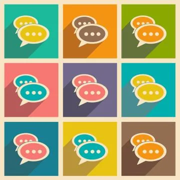 Flat with shadow icon and mobile applacation information thoughts Stock Illustration