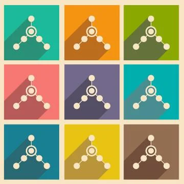 Flat with shadow icon and mobile applacation local connect Stock Illustration