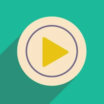 Flat with shadow icon and mobile application play Stock Illustration