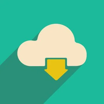 Flat with shadow icon and mobile applacation download cloud Stock Illustration