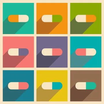 Flat with shadow icon and mobile applacation capsule Stock Illustration