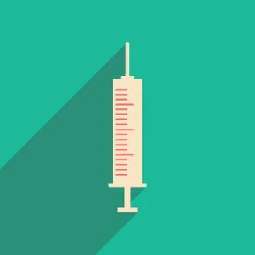 Flat with shadow icon and mobile applacation hypodermic Stock Illustration