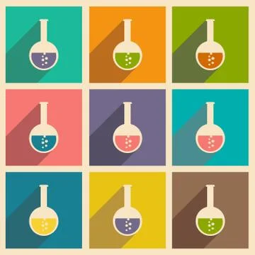 Flat with shadow icon and mobile applacation flask Stock Illustration