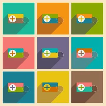 Flat with shadow icon and mobile applacation first aid box Stock Illustration