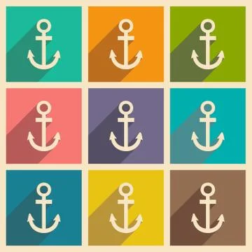 Flat with shadow icon and mobile applacation anchor Stock Illustration