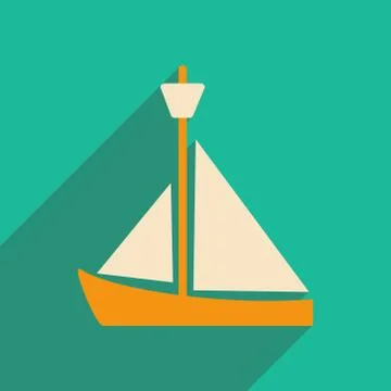 Flat with shadow icon and mobile applacation yacht Stock Illustration