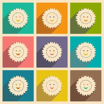 Flat with shadow icon and mobile applacation sun Stock Illustration