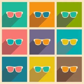 Flat with shadow icon and mobile applacation glasses Stock Illustration