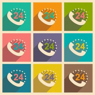 Flat with shadow icon and mobile applacation telepfone Stock Illustration