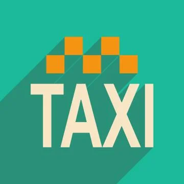 Flat with shadow icon and mobile applacation taxi Stock Illustration