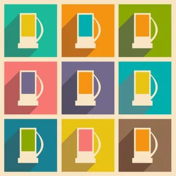 Flat with shadow icon and mobile applacation gas station Stock Illustration