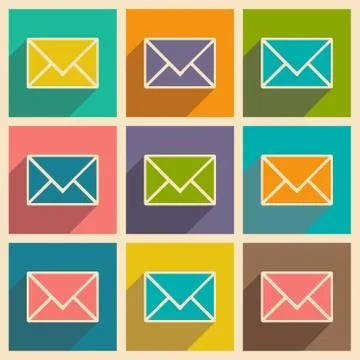 Flat with shadow icon and mobile applacation envelope Stock Illustration