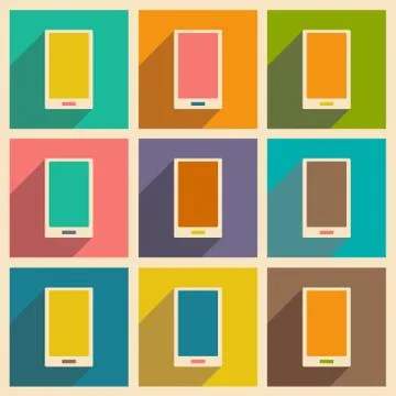 Flat with shadow icon and mobile applacation mobilephone Stock Illustration