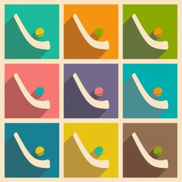 Flat with shadow icon and mobile applacation hockey Stock Illustration