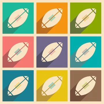 Flat with shadow icon and mobile applacation american football Stock Illustration