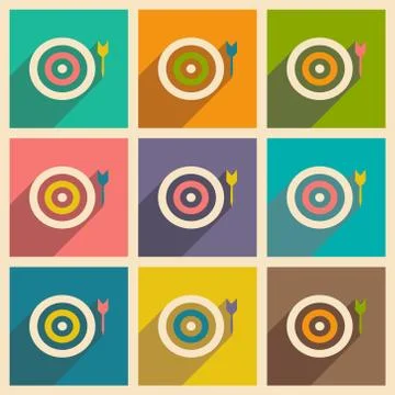 Flat with shadow icon and mobile applacation target Stock Illustration