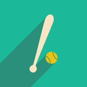Flat with shadow icon and mobile applacation baseball Stock Illustration