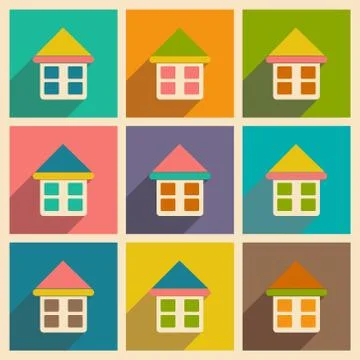 Flat with shadow icon and mobile applacation house Stock Illustration