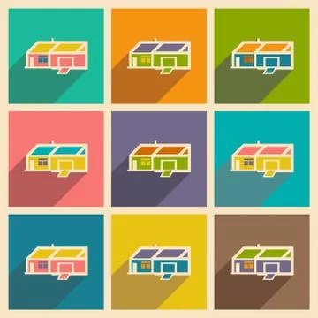Flat with shadow icon and mobile applacation house Stock Illustration